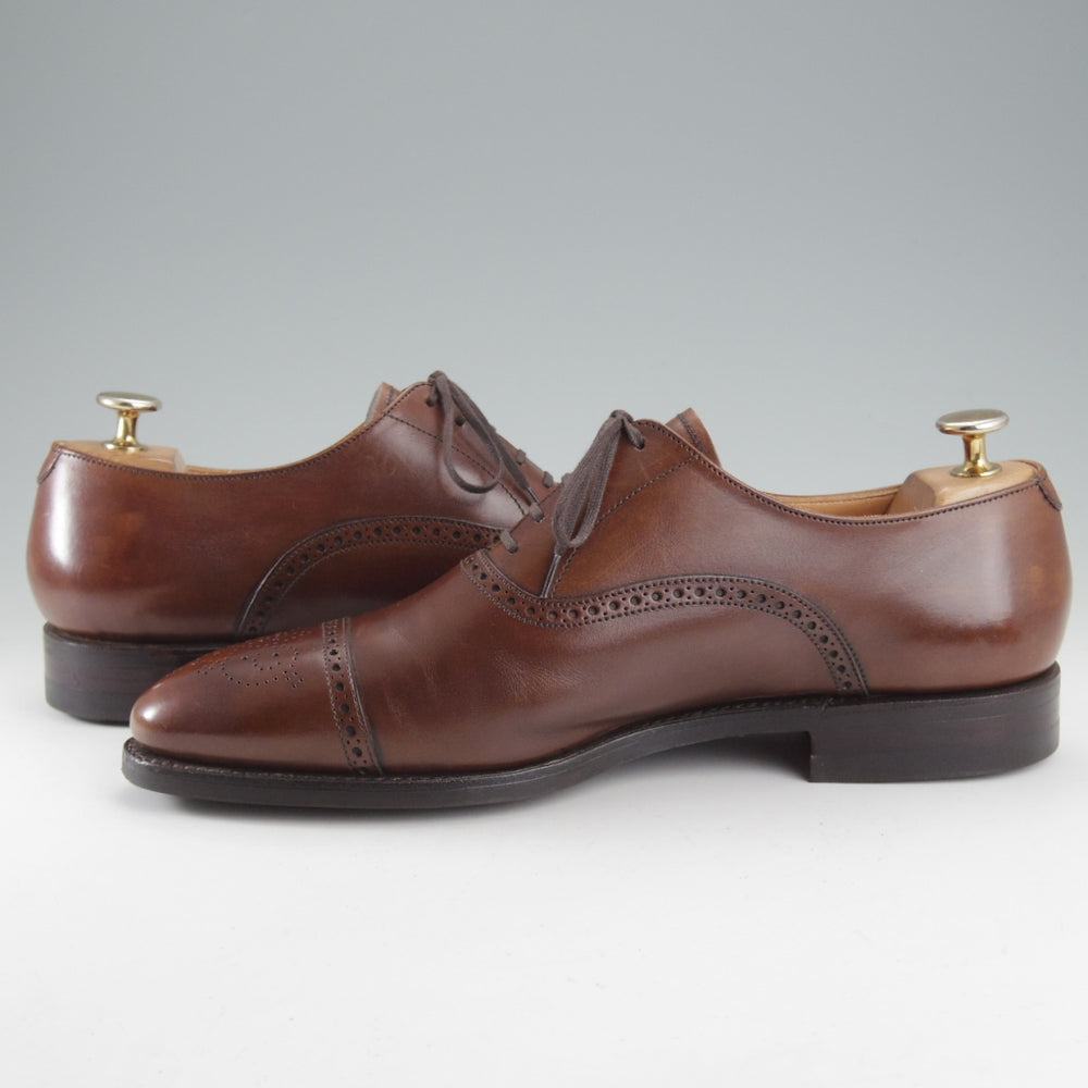 使用僅か★クロケット&ジョーンズ 7E【現行定価10万円以上★MALTON/マルトン/360ラスト】セミブローグ/カーフ/濃茶/Crockett&Jones★o481