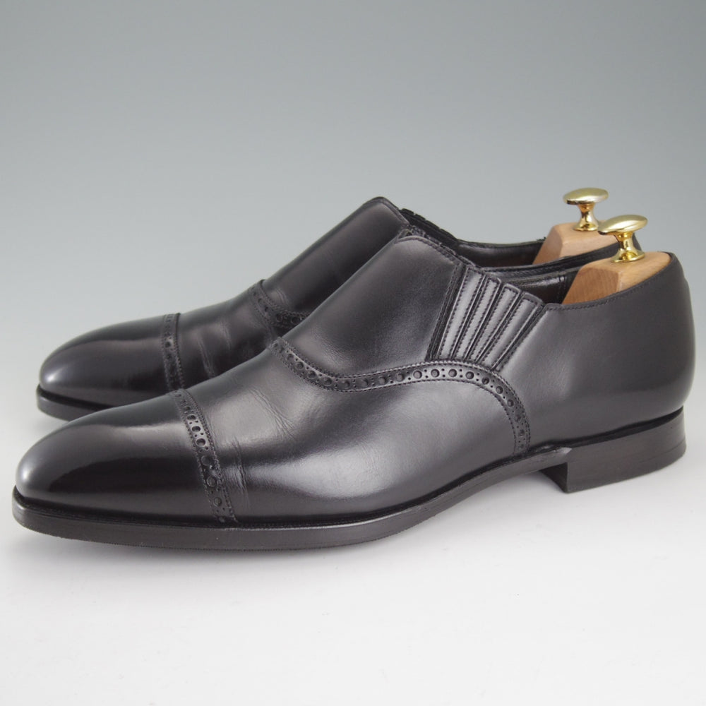 極美品★クロケット&ジョーンズ 9.5E【貴重★(英)ジョージクレバリー別注/JACK】サイドエラスティック/カーフ/黒/Crockett&Jones★p039