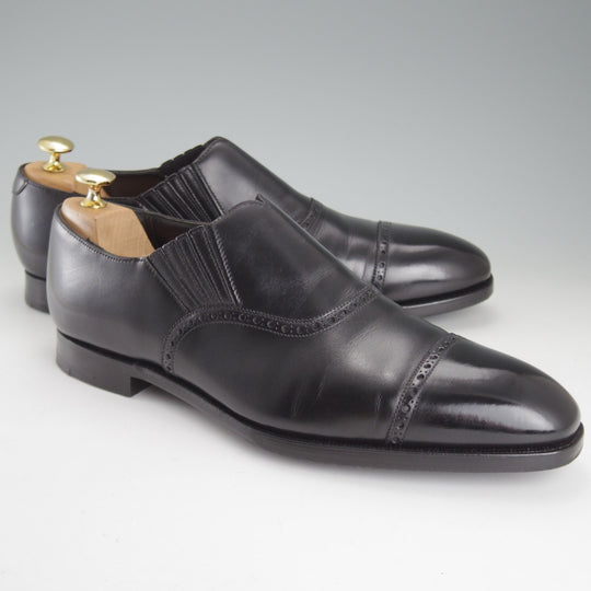 極美品★クロケット&ジョーンズ 9.5E【貴重★(英)ジョージクレバリー別注/JACK】サイドエラスティック/カーフ/黒/Crockett&Jones★p039