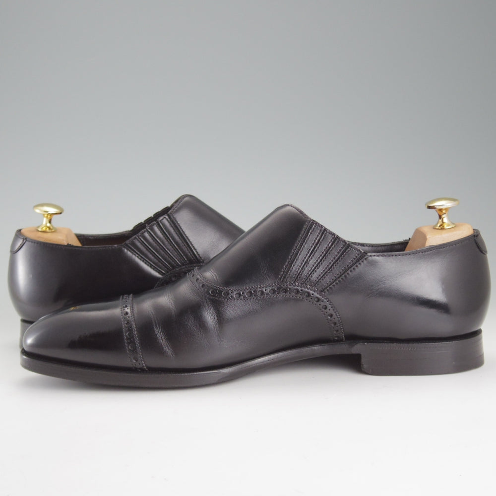 極美品★クロケット&ジョーンズ 9.5E【貴重★(英)ジョージクレバリー別注/JACK】サイドエラスティック/カーフ/黒/Crockett&Jones★p039