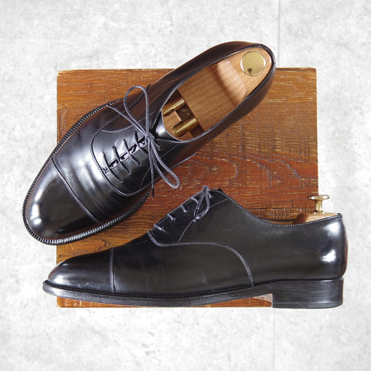 極上★(伊)タニノクリスチー SIZE 7.5【定価10万円以上★ZANTELLO/ストレートチップ】カーフ/黒/メンズ/TANINO CRISCI★n976