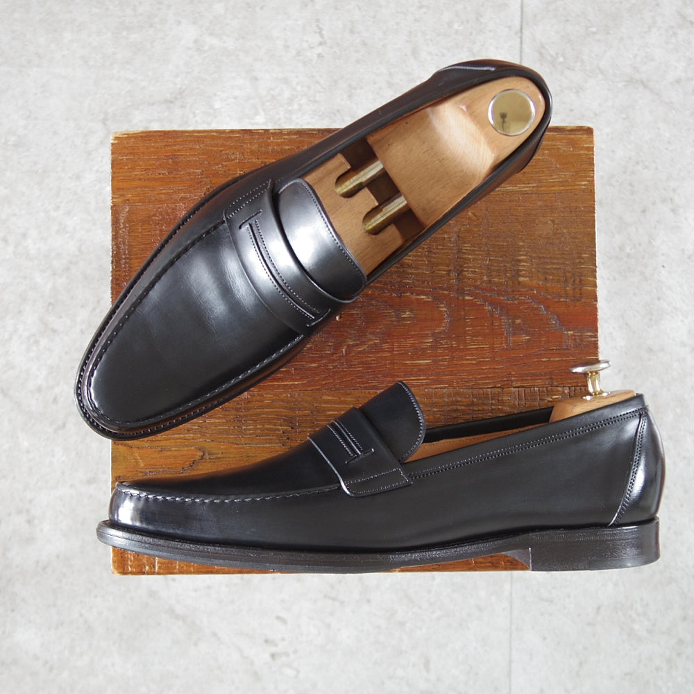 極美品★ジョンロブ SIZE 41.5/UK7.5程度【貴重★エルメス別注/HERMES/コインローファー】KEITH/H304ラスト/カーフ/黒/JOHN LOBB★p047