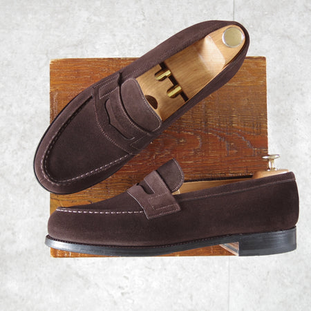 極美品★J.M.ウエストン 8D【定価￥165,000-★コインローファー/180】41ラスト/スエード/濃茶/メンズ/Weston/ウェストン★p050