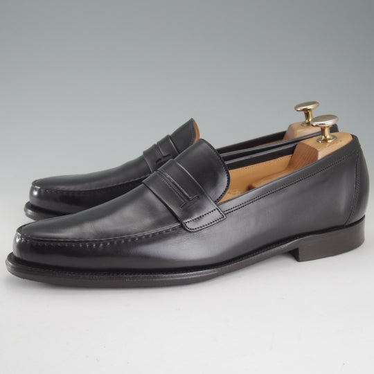 極美品★ジョンロブ SIZE 41.5/UK7.5程度【貴重★エルメス別注/HERMES/コインローファー】KEITH/H304ラスト/カーフ/黒/JOHN LOBB★p047