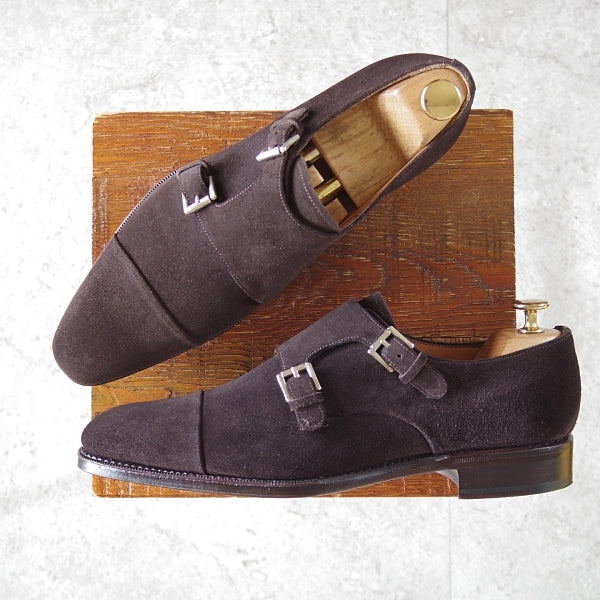 ほぼ試着程度★(スペイン製)YANKO/ヤンコ SIZE 7.5【グッドイヤーウェルテッド製法★ダブルモンク/14453】スエード/濃茶/メンズ★n480