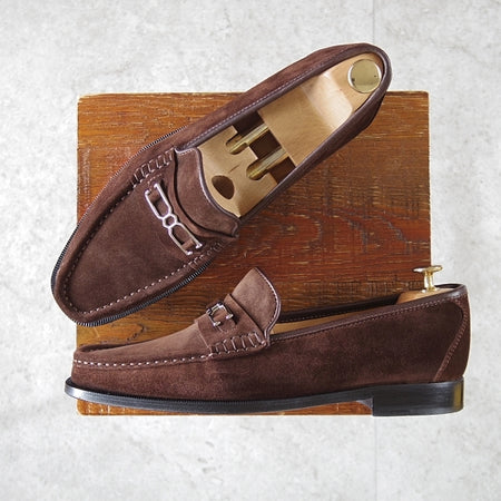 極美品★ジョンロブ SIZE 7【旧ロゴ★SIGNATURE/ビットローファー】7810ラスト/スリッポン/スエード/濃茶/メンズ/JOHN LOBB★n483