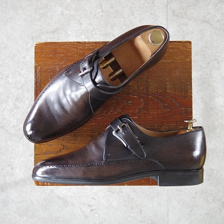 極上★(仏)ベルルッティ SIZE 6.5【濃茶系パティーヌ★モンクストラップ】カーフ/メンズ/Berluti★n484