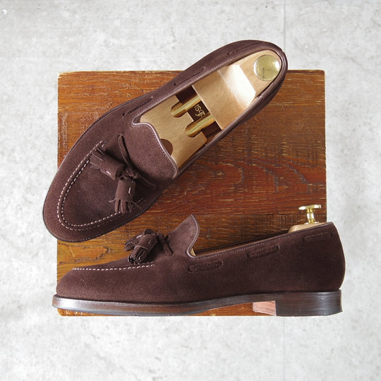 美品★クロケット&ジョーンズ 5.5E【定価￥121,000-★CAVENDISH 3/キャベンディッシュ】タッセルローファー/375ラスト/スエード/濃茶★n984