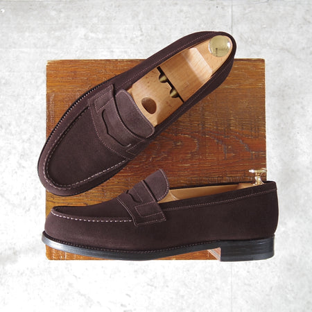 極美品★J.M.ウエストン 5.5C【現行定価￥156,200-★コインローファー/180】41ラスト/スエード/濃茶/メンズ/Weston/ウェストン★n995