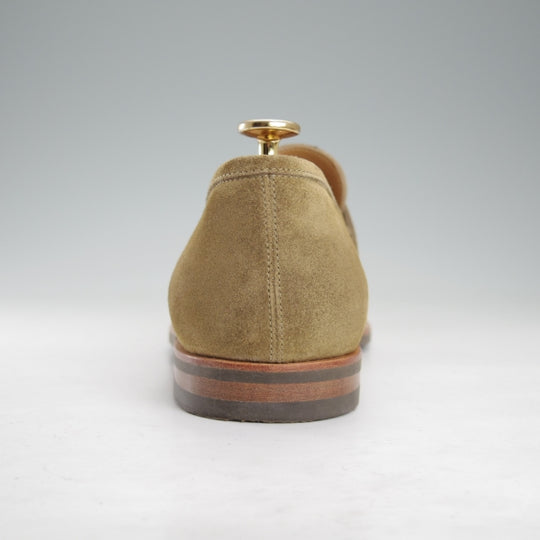 極美品★ジョンロブ SIZE 8【旧ロゴ★CAMPUS/コインローファー】3198ラスト/スエード/KHAKI/カーキ/メンズ/JOHN LOBB★n486