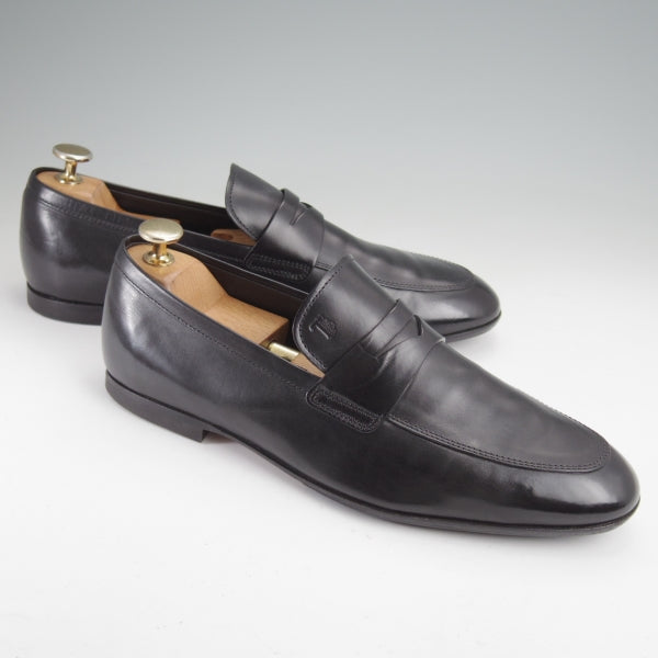 美品★(伊)TOD'S/トッズ SIZE 6【同系モデル定価￥113,300-★コインローファー/黒】カーフ/メンズ★m985