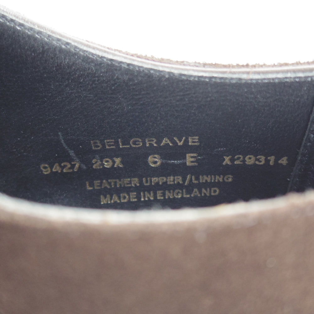 未使用★クロケット&ジョーンズ 6E【現行定価15万円以上★BELGRAVE/ハンドグレードライン】337ラスト/スエード/濃茶/Crockett&Jones★p070