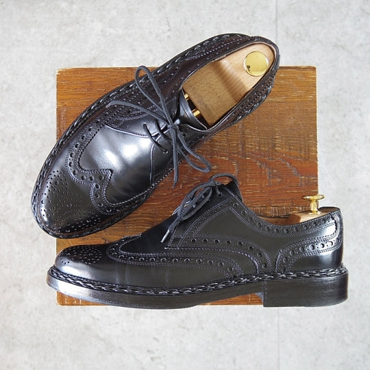 極美品★(独)ハインリッヒ・ディンケラッカー SIZE 6.5【貴重★BUDA/ブダ/フルブローグ】カーフ/黒/メンズ/Heinrich Dinkelacker★n511