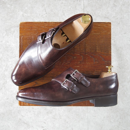 ★ジョンロブ 6E【現行定価￥344,300-★プレステージライン/CHAPEL/8000ラスト】ミュージアムカーフ/ダブルモンク/濃茶/JOHN LOBB★o001