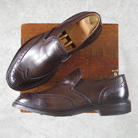 極美品★トリッカーズ SIZE 8【現行定価13万円以上★センターエラスティック/M6924】ローファー/スリッポン/カーフ/濃茶/Tricker's★o002