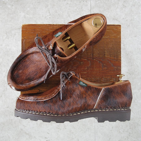 未使用★パラブーツ SIZE 43【定価￥96,800-★ハラコ仕様/MICHAEL/ミカエル】チロリアンシューズ/POILS VACHE/濃茶/Paraboot★o010