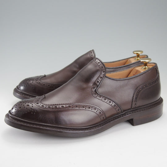 極美品★トリッカーズ SIZE 8【現行定価13万円以上★センターエラスティック/M6924】ローファー/スリッポン/カーフ/濃茶/Tricker's★o002