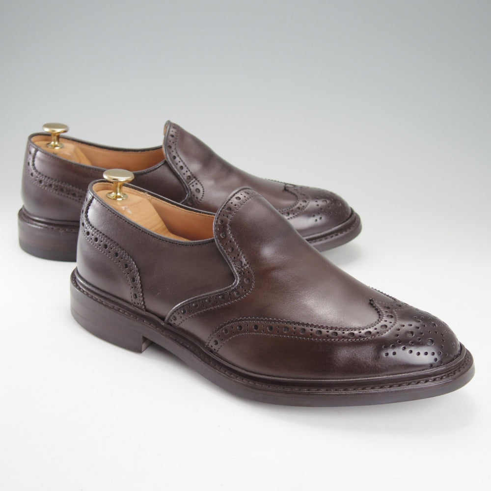 極美品★トリッカーズ SIZE 8【現行定価13万円以上★センターエラスティック/M6924】ローファー/スリッポン/カーフ/濃茶/Tricker's★o002