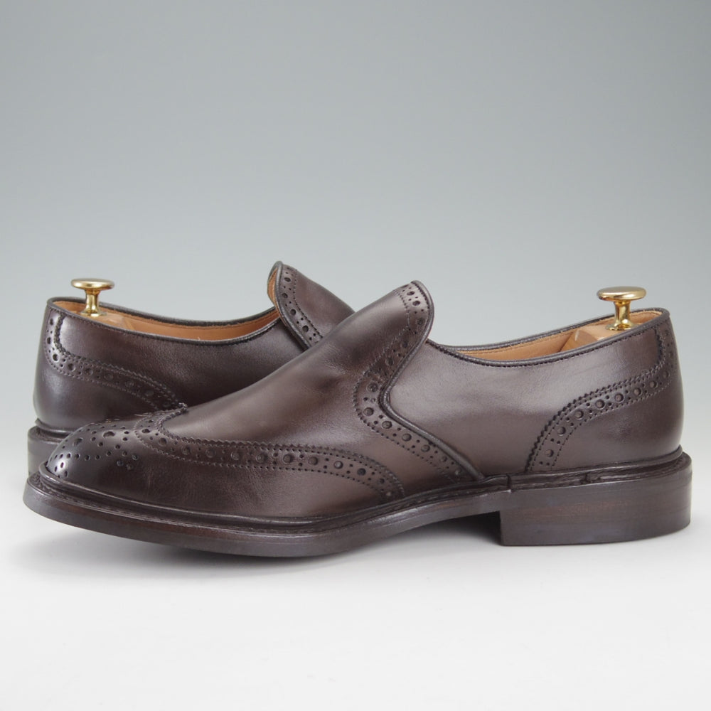 極美品★トリッカーズ SIZE 8【現行定価13万円以上★センターエラスティック/M6924】ローファー/スリッポン/カーフ/濃茶/Tricker's★o002