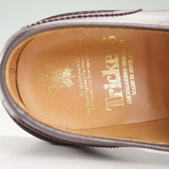 極美品★トリッカーズ SIZE 8【現行定価13万円以上★センターエラスティック/M6924】ローファー/スリッポン/カーフ/濃茶/Tricker's★o002