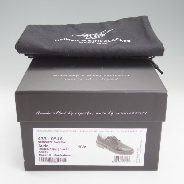 極美品★(独)ハインリッヒ・ディンケラッカー SIZE 6.5【貴重★BUDA/ブダ/フルブローグ】カーフ/黒/メンズ/Heinrich Dinkelacker★n511