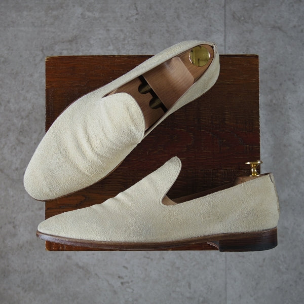 極上★(伊)F.LLIジャコメッティ SIZE 41【モデル定価￥91,300-★白鞣しホーススエード/FG417】ローファー/白/Giacometti★n517