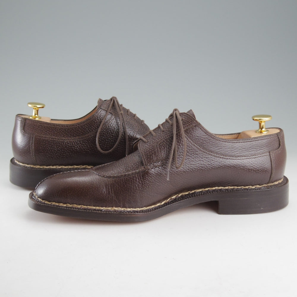 未使用★(伊)ボノーラ SIZE 6.5【デッドストック品★ノルベジェーゼ製法/Uチップ】グレインレザー/濃茶/メンズ/BONORA★p096