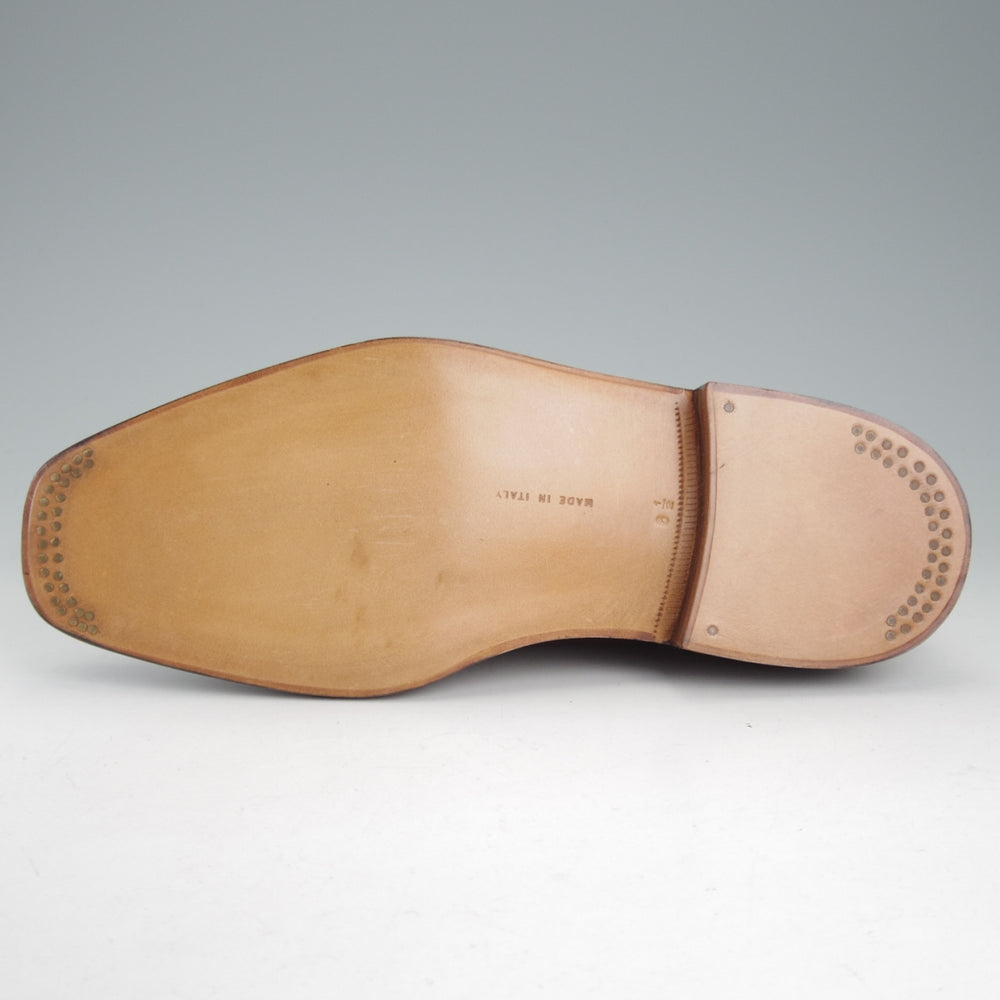 未使用★(伊)ボノーラ SIZE 6.5【デッドストック品★ノルベジェーゼ製法/Uチップ】グレインレザー/濃茶/メンズ/BONORA★p096