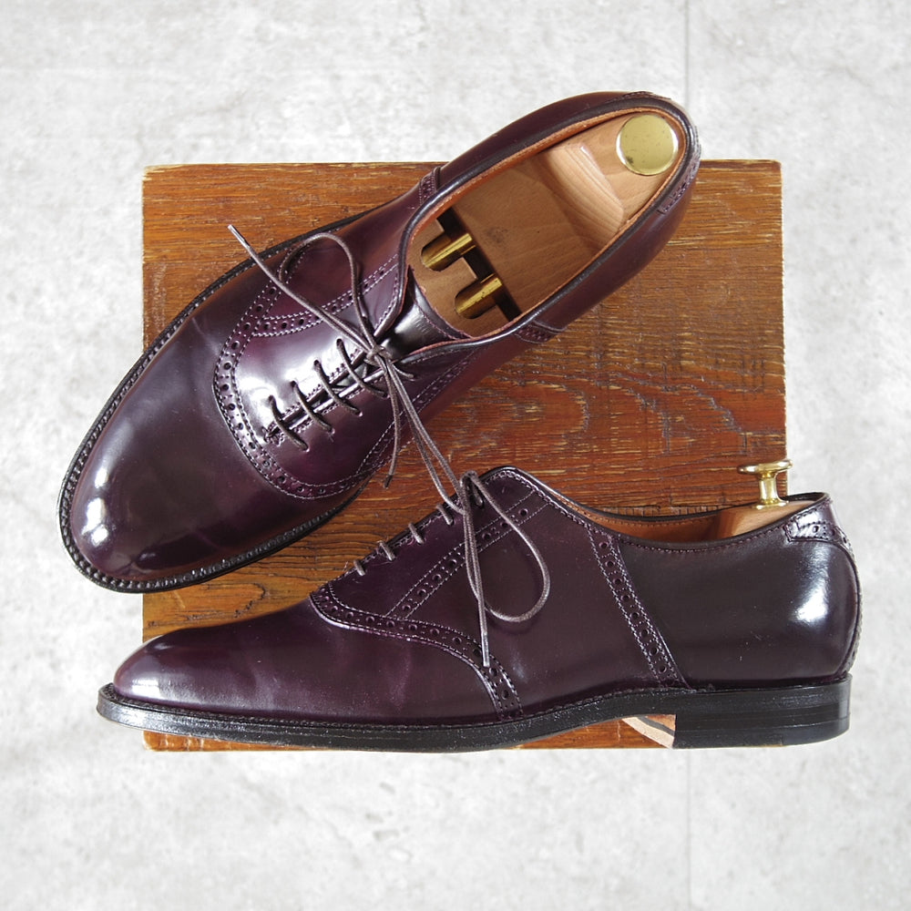 極美品★オールデン 8.5D【現行定価20万円以上★コードバン仕様/グラントラスト/N0302】サドルシューズ/プレーントゥ/赤茶/ALDEN★o024