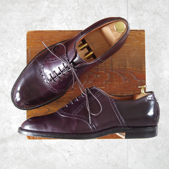 極美品★オールデン 8.5D【現行定価20万円以上★コードバン仕様/グラントラスト/N0302】サドルシューズ/プレーントゥ/赤茶/ALDEN★o024