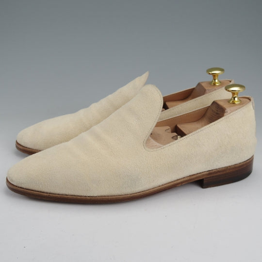 極上★(伊)F.LLIジャコメッティ SIZE 41【モデル定価￥91,300-★白鞣しホーススエード/FG417】ローファー/白/Giacometti★n517