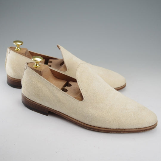 極上★(伊)F.LLIジャコメッティ SIZE 41【モデル定価￥91,300-★白鞣しホーススエード/FG417】ローファー/白/Giacometti★n517
