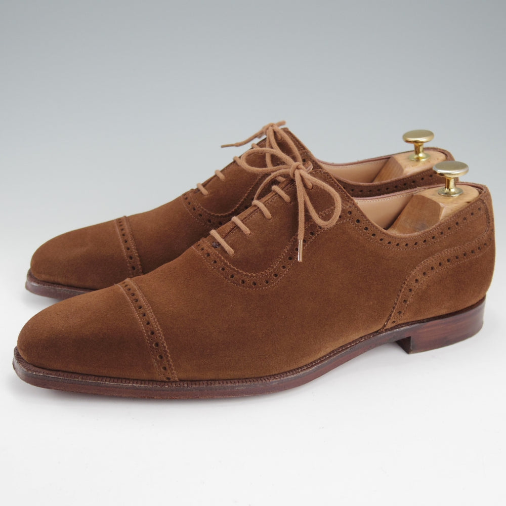 極美品★クロケット&ジョーンズ 8E【定価￥126,500-★WESTBOURNE/バーニーズNY別注】348ラスト/クォーターブローグ/スエード/茶★o015