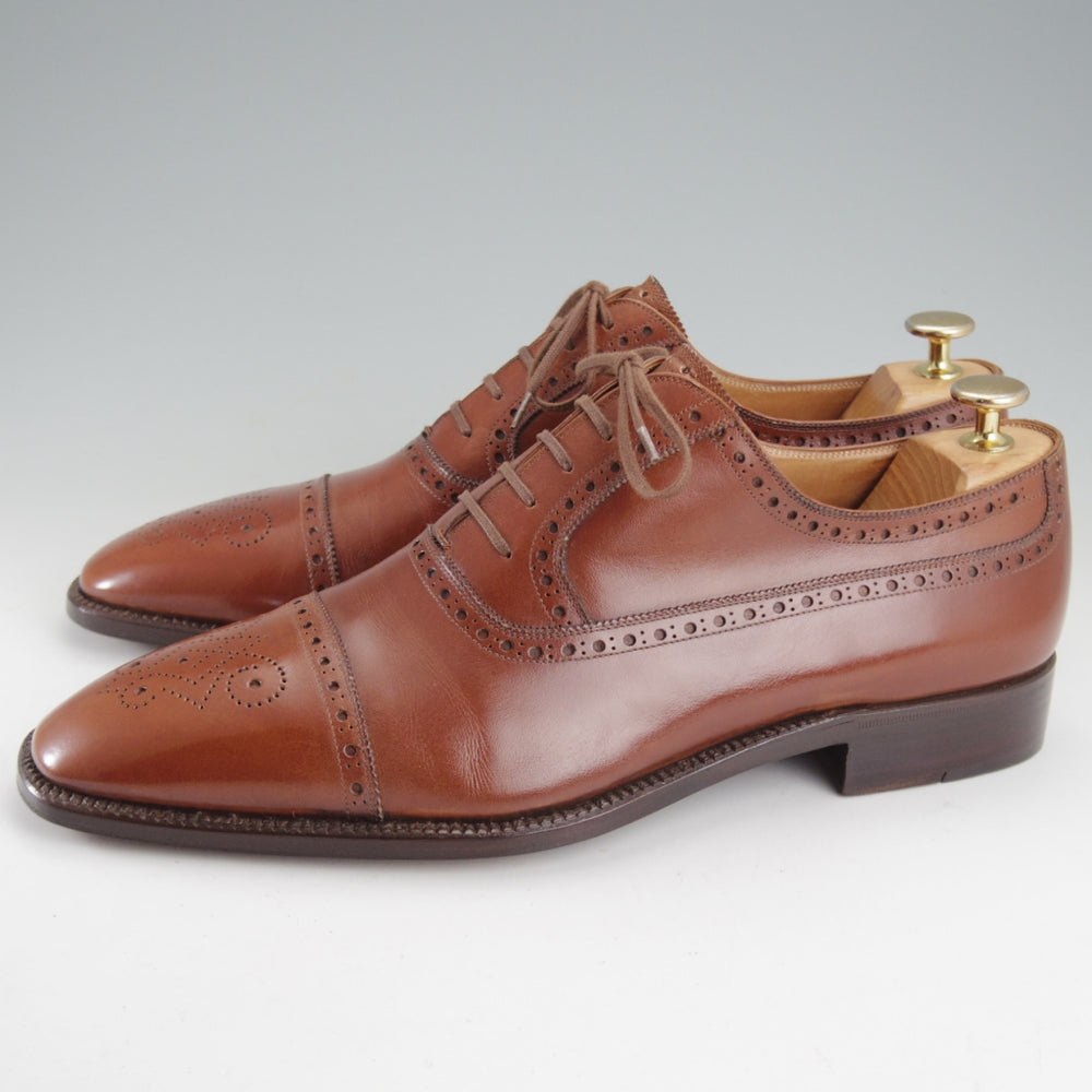 極美品★(伊)ステファノ・ベーメル SIZE 42.5【定価20万円以上★ハンドソーンウェルテッド製法/セミブローグ】茶/Stefano Bemer★o550
