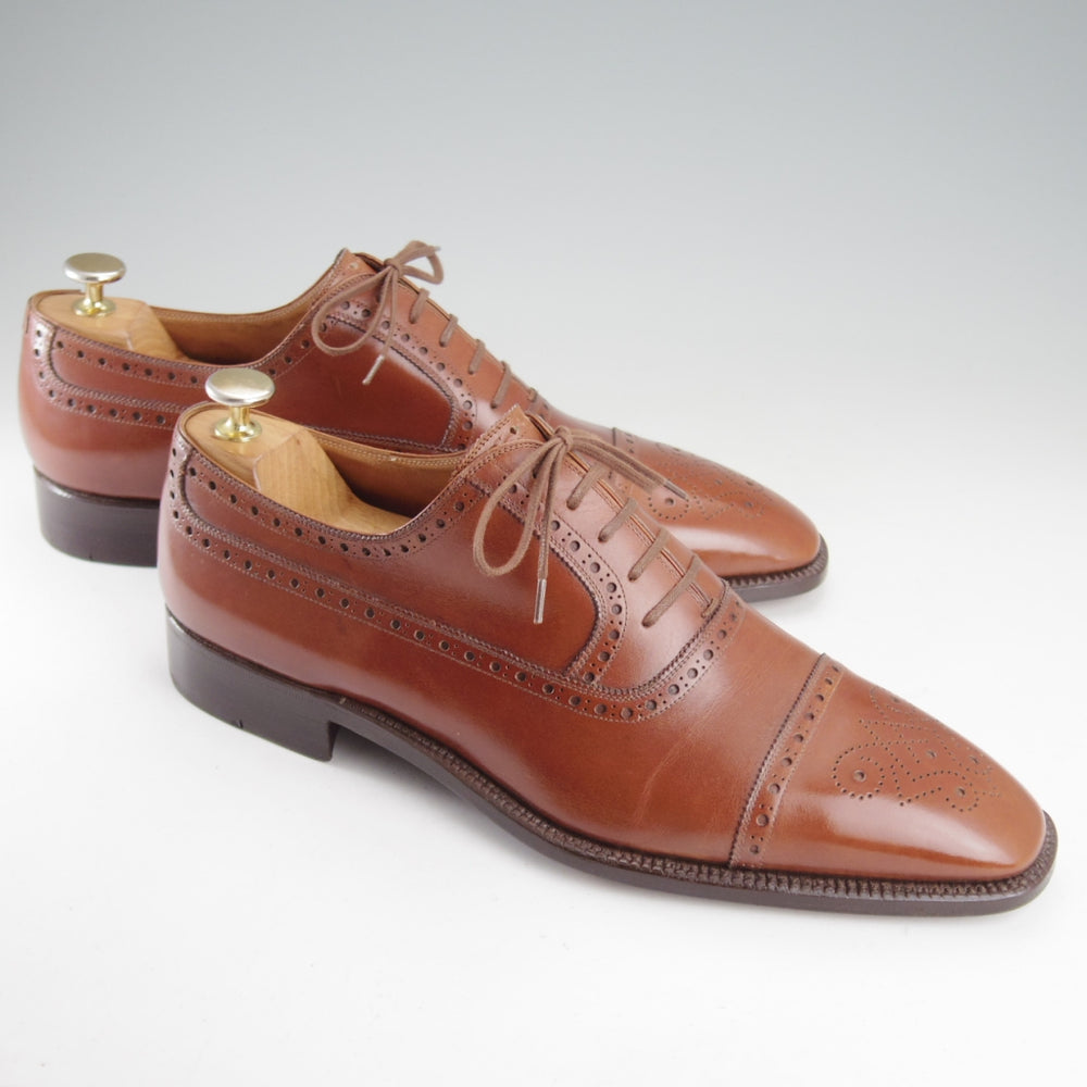 極美品★(伊)ステファノ・ベーメル SIZE 42.5【定価20万円以上★ハンドソーンウェルテッド製法/セミブローグ】茶/Stefano Bemer★o550