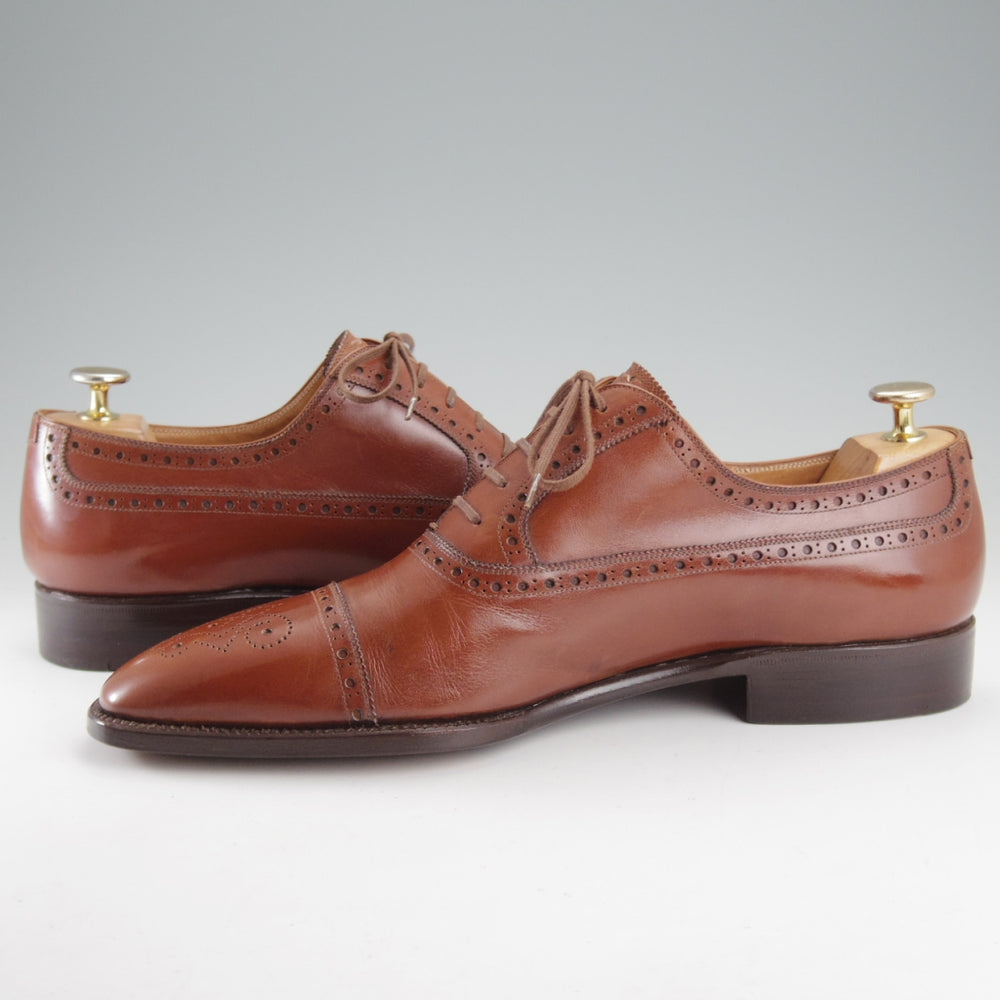 極美品★(伊)ステファノ・ベーメル SIZE 42.5【定価20万円以上★ハンドソーンウェルテッド製法/セミブローグ】茶/Stefano Bemer★o550