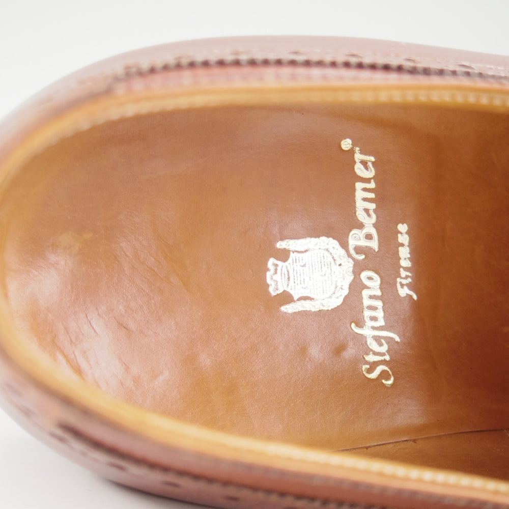 極美品★(伊)ステファノ・ベーメル SIZE 42.5【定価20万円以上★ハンドソーンウェルテッド製法/セミブローグ】茶/Stefano Bemer★o550