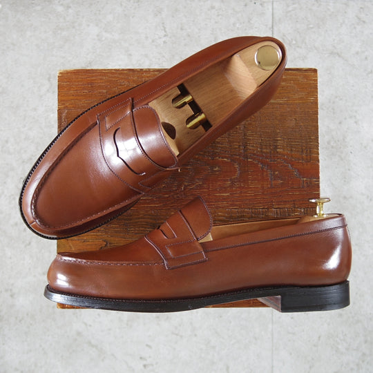 美品★J.M.ウエストン 8.5E【現行定価￥165,000-★180/コインローファー】41ラスト/ボックスカーフ/TAN/タン/茶/Weston/ウェストン★p106
