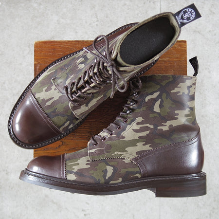 極美品★トリッカーズ SIZE 8.5【現行定価14万円以上★カントリーブーツ/(米)TODD SNYDER別注】M7285/コンビ/濃茶×カモ/Tricker's★p109