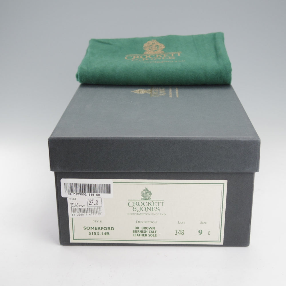 極美品★クロケット&ジョーンズ 9E【現行定価10万円以上★SOMERFORD/Uチップ】348ラスト/カーフ/濃茶/メンズ/Crockett&Jones★o021