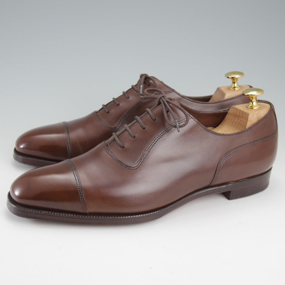 極美品★エドワードグリーン UK7.5程度/8C【定価20万円以上★純正ツリー付/ストレートチップ/PELHAM】606ラスト/濃茶/EDWARD GREEN★o022