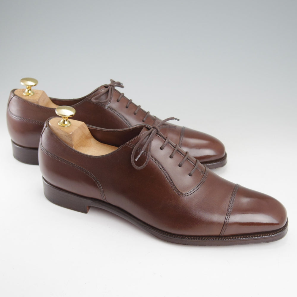 極美品★エドワードグリーン UK7.5程度/8C【定価20万円以上★純正ツリー付/ストレートチップ/PELHAM】606ラスト/濃茶/EDWARD GREEN★o022