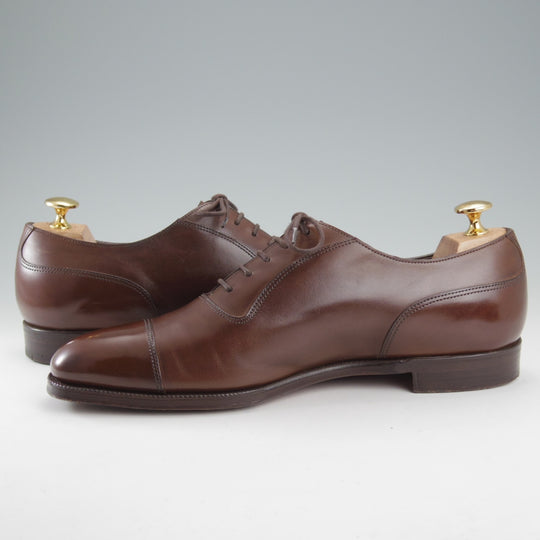 極美品★エドワードグリーン UK7.5程度/8C【定価20万円以上★純正ツリー付/ストレートチップ/PELHAM】606ラスト/濃茶/EDWARD GREEN★o022