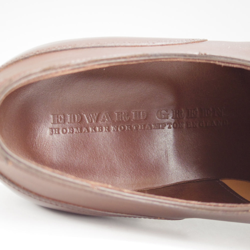 極美品★エドワードグリーン UK7.5程度/8C【定価20万円以上★純正ツリー付/ストレートチップ/PELHAM】606ラスト/濃茶/EDWARD GREEN★o022