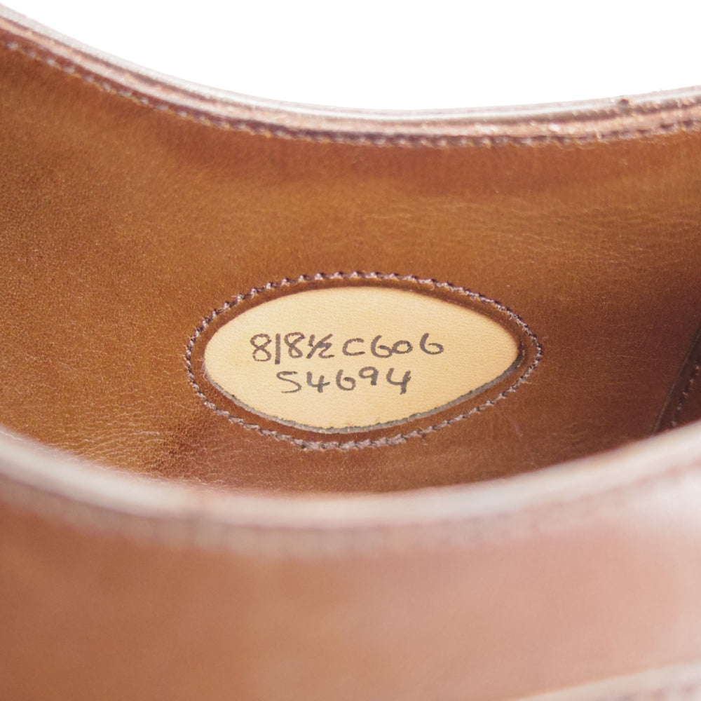 極美品★エドワードグリーン UK7.5程度/8C【定価20万円以上★純正ツリー付/ストレートチップ/PELHAM】606ラスト/濃茶/EDWARD GREEN★o022