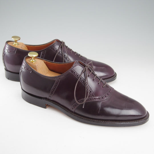 極美品★オールデン 8.5D【現行定価20万円以上★コードバン仕様/グラントラスト/N0302】サドルシューズ/プレーントゥ/赤茶/ALDEN★o024