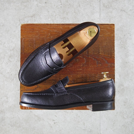 未使用★J.M.ウエストン(レディース) 4.5C【現行定価￥363,000-★リザード革/コインローファー/180】旧ロゴ/82ラスト/黒/Weston★n533