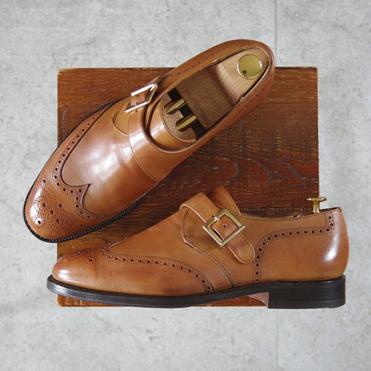 極上★チャーチ 70G/UK7【貴重★73ラスト仕様/PICCADILLY】ピカデリー/モンクストラップ/4都市ロゴ/カーフ/茶/メンズ/Church's★o030