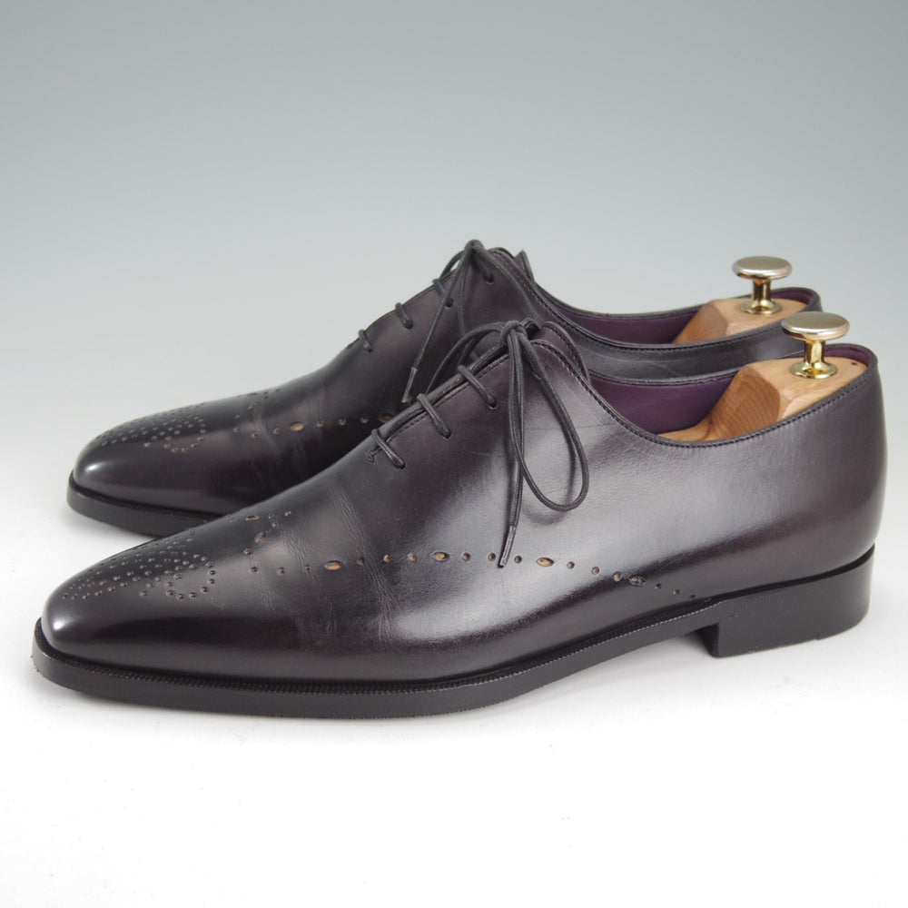 美品★(仏)ベルルッティ SIZE 7【黒系パティーヌ★イミテーションブローグ/ホールカット】カーフ/NERO GRIGIO/黒/メンズ/Berluti★o027