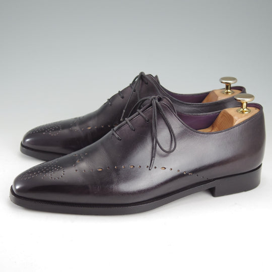 美品★(仏)ベルルッティ SIZE 7【黒系パティーヌ★イミテーションブローグ/ホールカット】カーフ/NERO GRIGIO/黒/メンズ/Berluti★o027